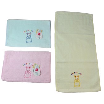 (多多毛巾)超柔絨刺繡小白兔童巾 